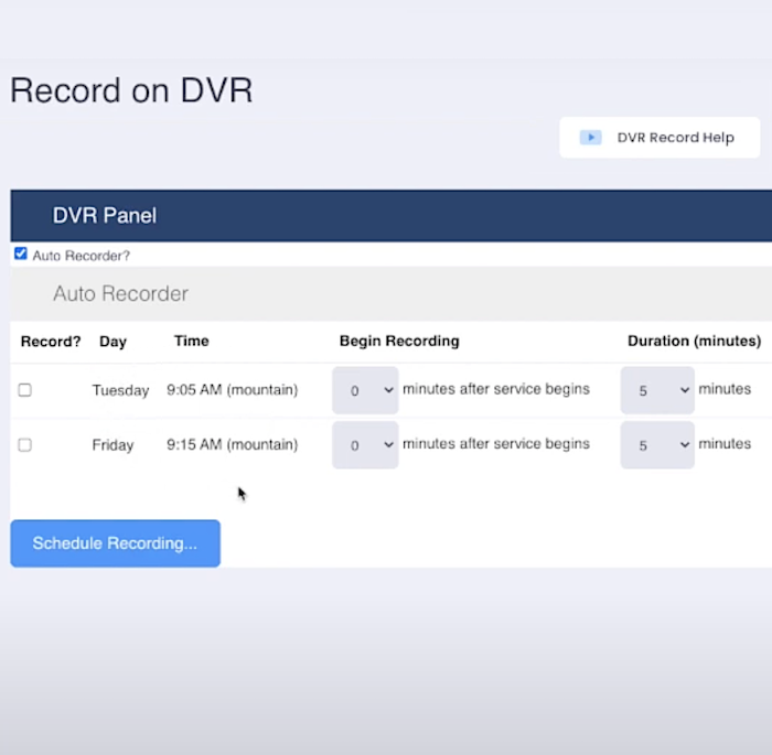 Automatically record your church service