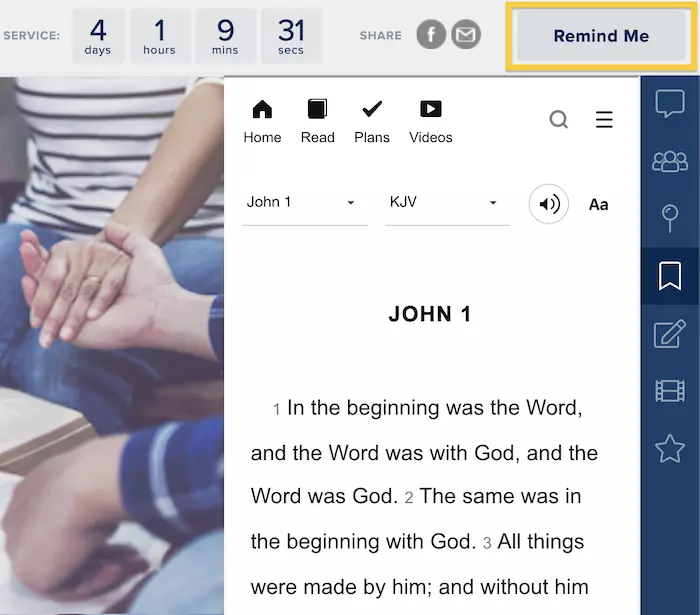 Need Prayer and Reminder buttons on streaming platform